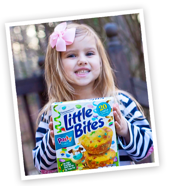 Child with Little Bites Party Cake muffins package