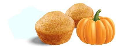  Little Bites Pumpkin Mini Muffins and pumpkin graphic